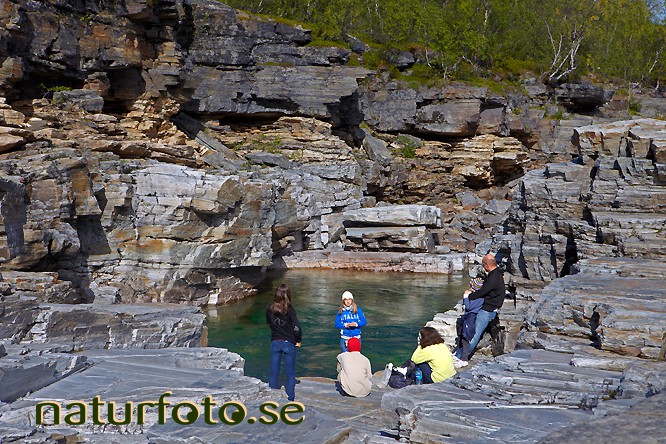 Turister, abisko kanjon, lappland  